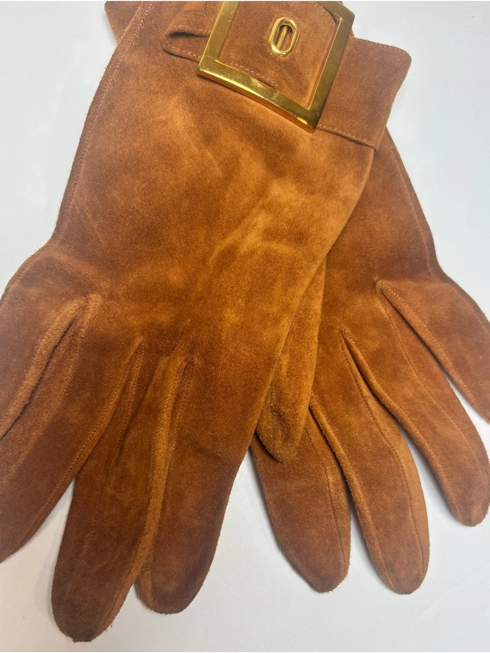 Rare Vintage Denise Francelle Paris Boutique Veal Leather Gloves Sz 7 GoldTone
